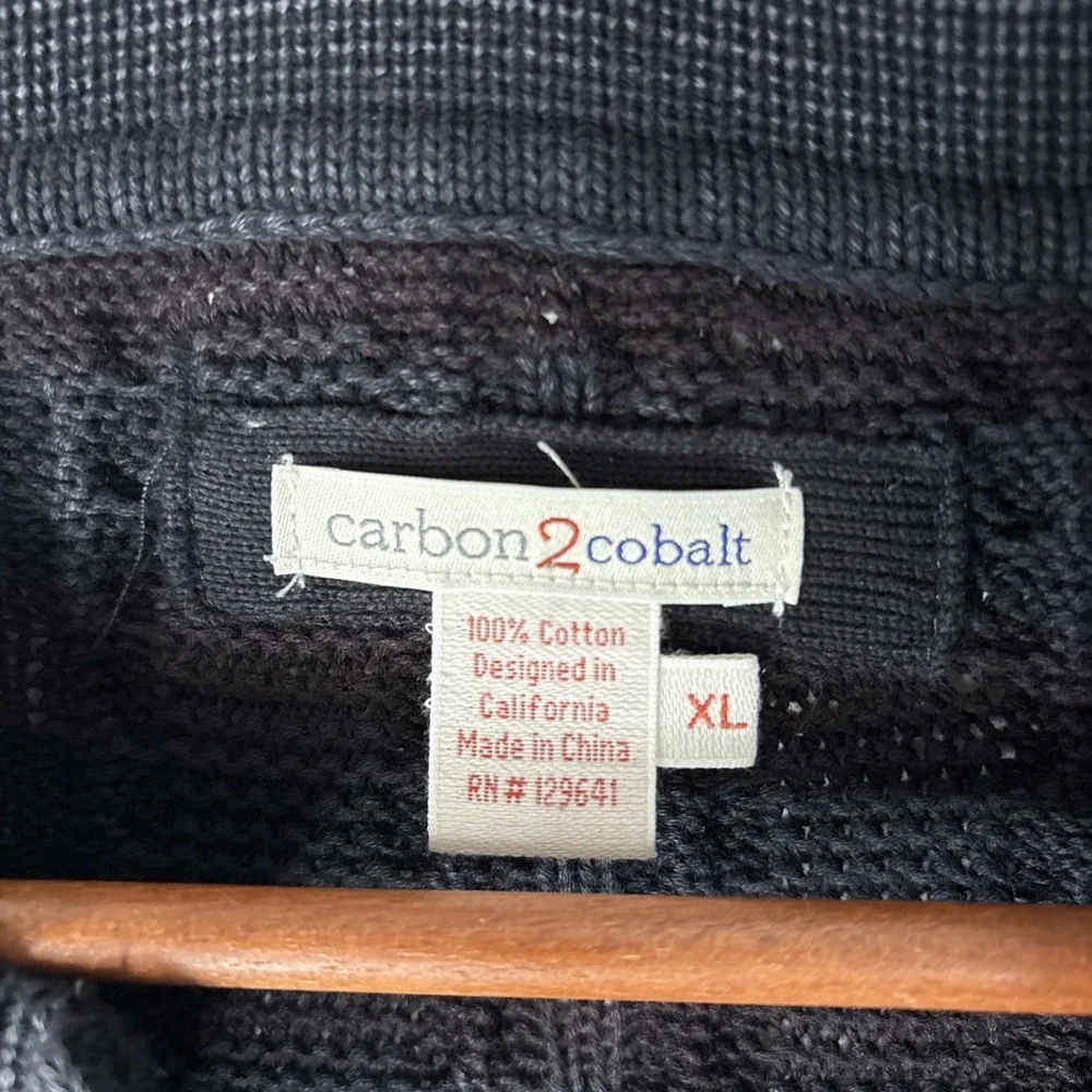 Carbon 2 Cobalt Sweater Mens XL Gray Zip Cardigan 3D Cable Knit Textured Cotton